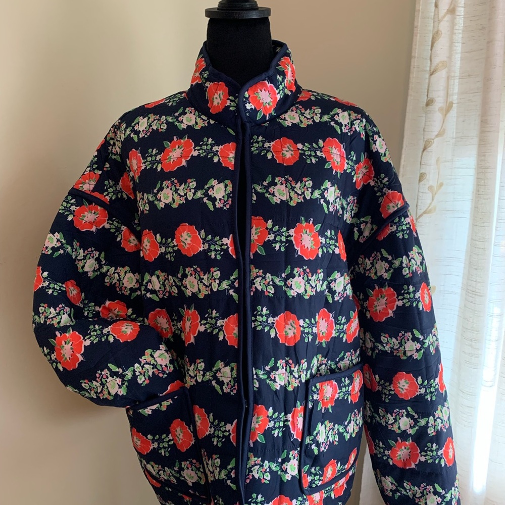 Floral Women's Jacket - Navy and Red